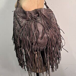 All Saints leather fringe Hobo bag